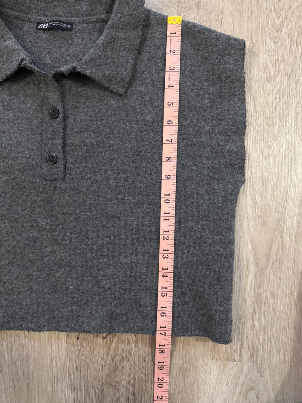 Zara Charcoal Gray Sleeveless Collared Cropped Top - Picture 5 of 6